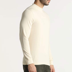 <b>Top</b> quality Men's White <b>Long</b> <b>Sleeve</b> O-Neck Knitted Casual T-Shirt Regular Fit Solid Color 100% Cotton Blank Design - Product Image 1