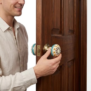 Ceramic Cabinet <b>Knobs</b> Round Modern Style Floral Design Eco-Friendly Multi-Function Durable for Kitchen Drawer Furniture Handle - Product Image 4