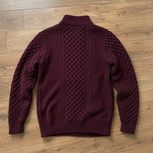 Pull en laine épaisse tricotée pour homme, col zippé 1/4, couleur unie, chaud pour l'hiver, style à manches classiques et personnalisable - Product Image 4