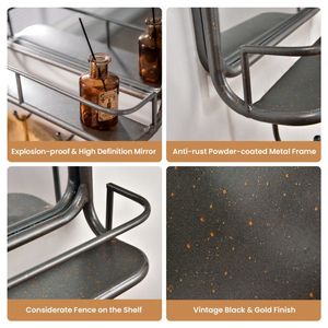 Specchio da Bagno con Cornice in Metallo Robusto e Ganci per Ripiani, Ideale per Camera da Letto e Soggiorno - Product Image 4
