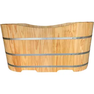 Schlussverkauf hochwertige kundenspezifische rundholz-holzrahmen-badewanne/natürliche holzfass-badewanne für spa-villa aus Vietnam