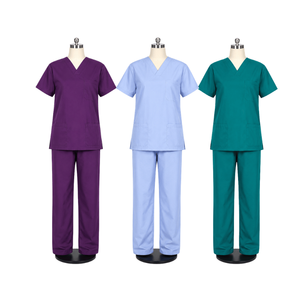 Uniforme Médico para Personal Hospitalario Femenino, Conjunto de Blusa de Manga Corta con Cuello en V y Pantalones con Cintura Elástica, Ropa de Trabajo Transpirable para el Sector Sanitario - Product Image 1