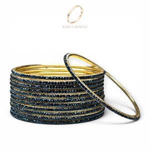 High Demand Stylish Everyday Wear Gold Plated Navy Blue Bangles Trendy Stainless Steel Premium Craftsmanship <b>Wedding</b> Wholesale - Product Image 2