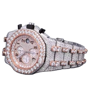 Montre de luxe en diamant Moissanite VVS Mouvement mécanique entièrement automatique Classique Mode Bracelet en acier inoxydable Verre saphir - Product Image 5