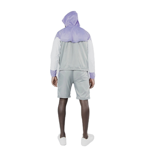 Conjunto Deportivo para Hombre con Capucha y Bloques de Color, Chaqueta Cortavientos y Pantalones Transpirables de Poliéster para Primavera - Product Image 2