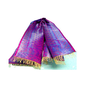 Bufanda de Seda Art Silk Zari de Doble Cara para Mujeres y Niñas, Elegante Bufanda Reversible de Diseñador, Suave y Ligera, Chal de Moda - Product Image 1