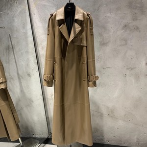 Trendy Fashion Women Cowhide Long Coats <b>Sheepskin</b> Leather <b>Jackets</b> For Women's Wholesale Women Genuine Leather Long Coat - Product Image 5
