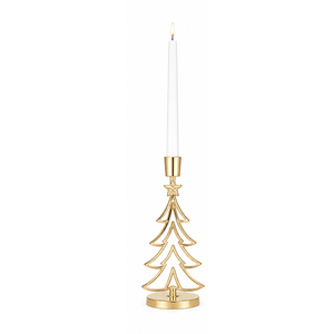 Porte-bougie de Noël en métal doré de qualité supérieure, avec étoile sur le dessus, support de bougie en fil métallique pour la décoration de table de Noël à la maison - Product Image 1