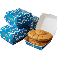 Boîte à lunch en carton ondulé bleu personnalisée avec logo imprimé, pour emporter, résistante à la graisse, pour hamburgers UFO