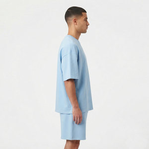 Ensemble 2 pièces décontracté surdimensionné pour hommes, 100 % coton, couleur unie, qualité supérieure, vente en gros - Product Image 2