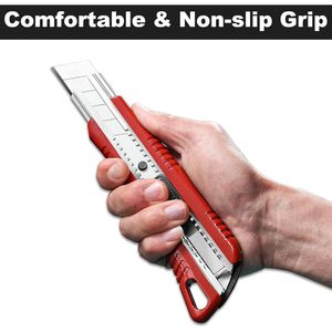 Cuchillo Multiusos Retráctil de Alta Resistencia con Bloqueo Automático de 25 mm, 4 Unidades, con 2 Cuchillas de Repuesto HT0080-4PC - Product Image 3