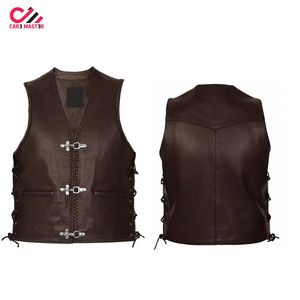 Chaleco de Cuero Genuino de Vaca para Hombre, Hecho a Medida, de Alta Calidad, para Invierno, Casual, Resistente al Viento, con Logotipo Bordado, Cuello en V - Product Image 1