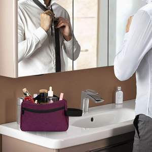 Bolsa de Viaje Organizadora de Accesorios de Cuero Genuino al por Mayor, Bolsas Cosméticas con Cremallera, Bolsa de Maquillaje para Mujer, Bolsa de Aseo para Hombre - Product Image 5