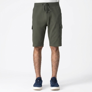 Shorts cargo pour homme, taille mi-haute, cordon de serrage, couleur unie, décontracté, respirant, en toile, avec poches - Product Image 1