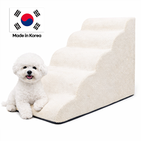 [AllmioPet] Moderne Hochbett-Haustiertreppe 5 Stufen Elfenbein AMP-5-IV Hochdichter Schaumstoff Abnehmbar Waschbar Rutschfest Innenbereich Hund Kleintier