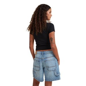 Shorts pour femmes en denim 100% coton, nouvelle collection tendance, deux poches, coupe classique, grandes tailles - Product Image 3