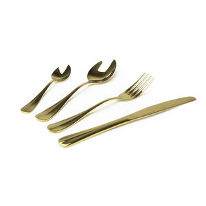 Juego de Cubiertos Excelsa de 24 Piezas, Vajilla de Acero Dorado, Utensilios de Servir Elegantes - Product Image 1