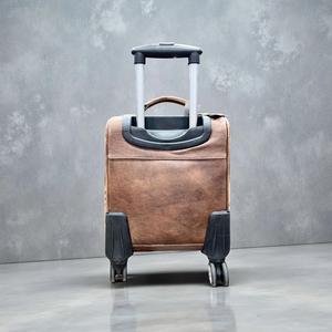 Wholesale Genuine Cowhide Leather Rolling Luggage <b>Suitcase</b> with Hand Tooled Western Floral Design - Product Image 3
