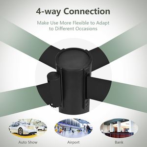Set di 6 Pali Neri Retrattili per Cordoniere con Nastro Retrattile da 2 Metri - Prodotto per la Gestione delle Code - Product Image 5