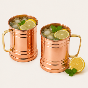 High Quality Pure Solid Copper Moscow Mule Mug Handcrafted Beer Tankard with Brass Handle Food Grade Eco-friendly Drinkware - Product Image 2