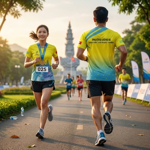 เสื้อยืดวิ่ง OEM สกรีนโลโก้ได้ แห้งเร็ว ผลิตจากโพลีเอสเตอร์ สำหรับการฝึกซ้อม - Product Image 4