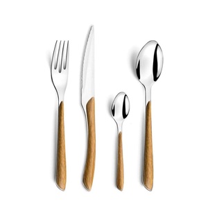 Modern Mirror Finish <b>Flatware</b> Dining Tableware Wholesale Prime Quality Stainless Steel Cutlery Set With Wood Effect Handles - Product Image 1