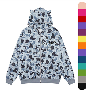 Sweat à capuche décontracté pour homme, coupe classique, en tissu personnalisé de haute qualité, couleur unie, effet délavé, écologique, séchage rapide, en molleton coton/polyester - Product Image 3