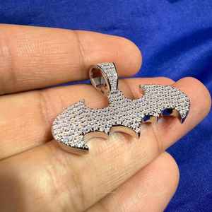 Pendentif symbole chauve-souris en moissanite de haute qualité, unisexe, serti de pierres, en argent 925, bijoux fins, pendentifs et breloques - Product Image 2