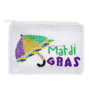 Winter Snowflake Beaded Coin Purse | Magnetic Closure Foldable Handmade Clutch <b>Bag</b> | Holiday Christmas Women's <b>Gift</b> - Product Image 3