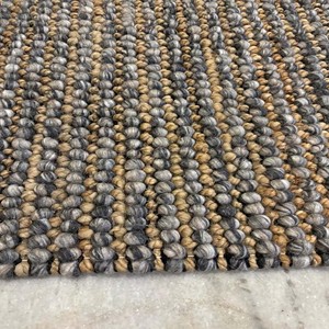 Hand Woven Super Chunky Loop Bobble Wool and Jute Rug – Chunky Rustic Farmhouse Style - Product Image 1