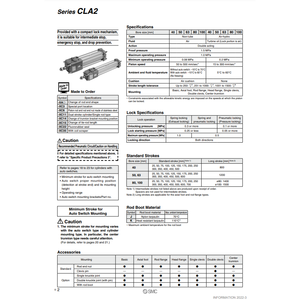 Modèle de cylindre de serrure fin SMC Pneumatics CLA2D100-400K-E - Product Image 1