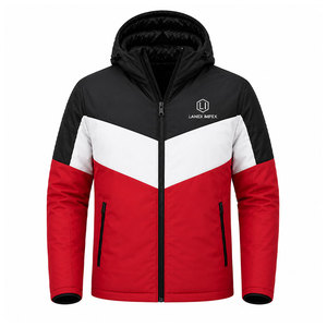 Custom Men's Hooded Puffer <b>Jacket</b> <b>Waterproof</b> Windproof Winter <b>Warm</b> Color Block Quilted Outdoor Casual Coat with Zipper Pockets - Product Image 2