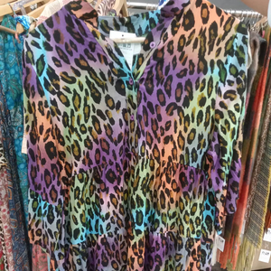 Kurta décontractée à volants pour femme, imprimé léopard multicolore, en coton extensible, coupe ample, style bohème, idéale pour les fêtes estivales – Tendance mode indienne, succès de vente - Product Image 1