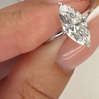 Bague de fiançailles unisexe en or 14 carats avec diamant de laboratoire marquise de 2 carats, bijoux de mariage de luxe, cadeau, certifié IGI, marque 3GRMS