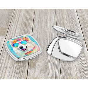 Samoyed Hippie Dawg compacto plegable espejo de maquillaje de mano espejo de viaje decorativo portátil para mujeres y niñas regalo de bolsillo - Product Image 3