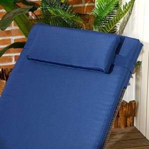 Sdraio da Esterno in Rattan Blu Scuro con Cuscino, Poggiatesta, Braccioli e Ruote, Lettino Reclinabile per il Massimo Comfort - Product Image 5