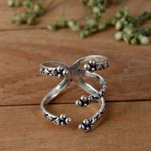 SHYAM JEWELRS Handmade Luxury Sterling <b>Silver</b> Minimalist Arthritis Splint <b>Ring</b> | <b>Adjustable</b> Double Band Joint Support Unisex - Product Image 1