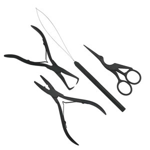 Kit professionnel d'extensions de cheveux en micro-perles en acier inoxydable noir avec pinces d'extension robustes, ciseaux de précision et outils à boucles - Product Image 3