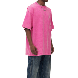 Camiseta Lisa de Algodón Grueso de 300 g/m², Lavada, con Estampado Personalizado y Bordado, Camisetas Extra Grandes para Hombre con Lavado Ácido - Product Image 3