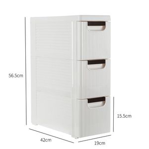 Carrello in plastica con 3 pneumatici stretti e sottili per riporre oggetti in bagno e camera da letto - Spedizione gratuita - Product Image 5