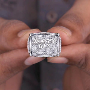 Anillo de Lujo con Letra P de Moissanita, Chapado en Plata de Ley, Estilo Hip Hop para Hombre, Joyería de Moda - Product Image 4