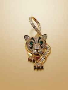 Colgante de Cabeza de Tigre para Hombre con Moissanita, Certificado GCI e IDGL, Engaste de Garra, Plata de Ley 925 Chapada en Oro, para Amantes de los Animales - Product Image 4