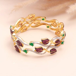 Brazalete Tradicional Indio de Circonia y Esmalte, Chapado en Oro de 22K, con Diamantes Americanos, Joyería Festiva para Regalo - Product Image 2