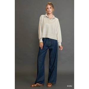 Umgee Active Tops Col à manches longues avec ourlet brut - Product Image 2