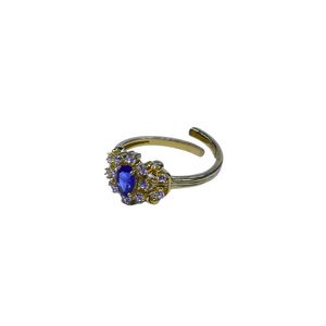 Anillo Clásico de Boda para Mujer, Plata de Ley 925, Chapado en Oro, con Tanzanita y Topacio Blanco, Engaste de Canal - Product Image 2