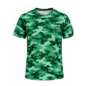 Camiseta de Camuflaje Verde Esmeralda para Hombre, Manga Corta, Cuello Redondo, Estampado de Camuflaje, para Entrenamiento Físico, Running, Ejercicio, Ropa Deportiva de Alto Rendimiento - Product Image 1