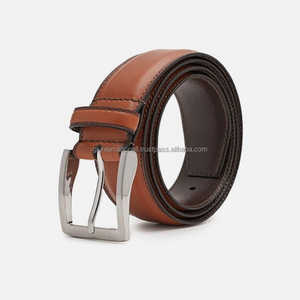 Cinturón de cuero informal de negocios de moda para hombre de piel de vaca de alta calidad Tan Premium con hebilla de aleación de plata mate - Product Image 3