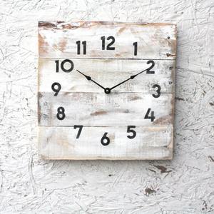 Hand Crafted Distressed white <b>wall</b> <b>clock</b>, funky modern farmhouse or coastal chic, reclaimed wood <b>decor</b> - Product Image 1