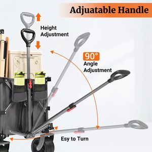 Carrello da Campeggio Pieghevole Portatile 400L, Carrello Pieghevole Resistente 450LB con Grandi Ruote, Carrello da Spiaggia Pieghevole di Grande Capacità - Product Image 3