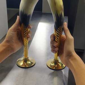 Copa de Vino de Cuerno de Búfalo Ecológica y de Origen Ético con Base de Hoja de Latón, Hecha a Mano, Decoración de Cocina Moderna y Antigua, Regalo - Product Image 3